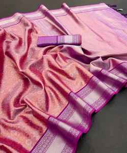 Saree en dentelle organza avec tissu en velours et chemisier - Product Image 1