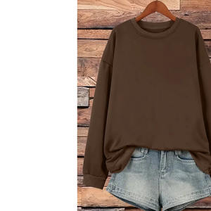 Sweat-shirt en tricot surdimensionné respirant brodé d'hiver pour femmes 100% coton Vêtement décontracté Coupe ample Logo avant - Product Image 6