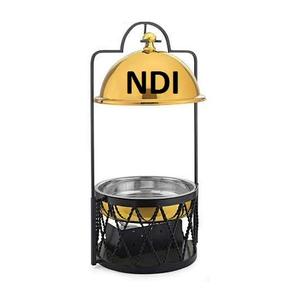 Calentador de alimentos con acabado dorado, plato de frotamiento con soporte de suspensión negro, equipo de comida para restaurante, calentador de alimentos para Buffet, plato de frotamiento - Product Image 1