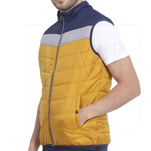 Nueva llegada de los hombres de cuello redondo de lona de invierno Puffer Chaleco con cremallera de tamaño personalizable impermeable y cálido prendas de vestir exteriores - Product Image 4