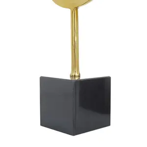 ชุดรูปปั้นศิลปะตกแต่งบ้านที่ทันสมัยรูปปั้นโลหะสีทองโบราณพร้อมฐานสีดำขัดเงาแบบนามธรรม - Product Image 3