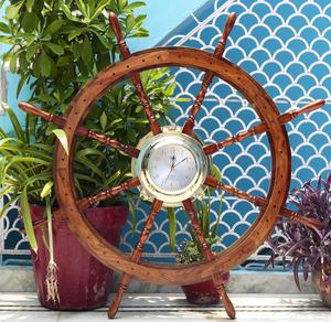Wheel Design for Gift Giving Antique Nautical Wooden Ship Wheel Clock Eco-Friendly Home Decor Wall Clock Stylish Steering - Product Image 4