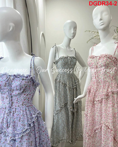 Vestido Midi con Tirantes Florales Extremadamente Sexy y Dulce, Cintura Natural, Abertura en el Pecho, Atractivo, Ligero, de Encaje y Tafetán, 3 Colores a Elegir - Product Image 2