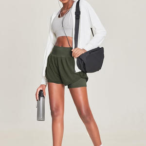 Vente en gros de shorts d'été 2 en 1 pour femmes shorts d'entraînement et de gym personnalisés respirant avec couche de compression OEM usine de vêtements de sport - Product Image 5