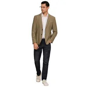 Abrigo forrado de dos botones para hombre, chaqueta de traje de fiesta elástica, informal, con solapa y hendidura en la espalda, venta al por mayor