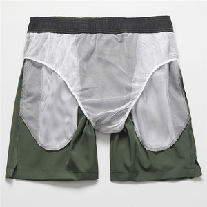 Pantalones cortos atléticos con cordón para hombre, transpirables, de secado rápido, mezcla de LICRA y poliéster elástico al por mayor, color sólido, envío DDP - Product Image 4