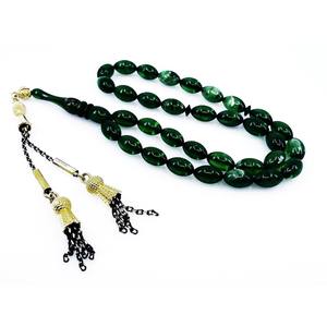 สีเขียวลูกปัดสวดมนต์เคาน์เตอร์ tasbih tasbeeh หินแก้ว Tassels ramadan ของขวัญมุสลิมอิสลาม - Product Image 3