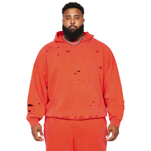 Sweat à capuche rouge surdimensionné délavé pour hommes avec poche kangourou à vendre à des prix bas - Product Image 2