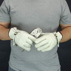 Gants de conduite thermiques de travail en cuir de sécurité en peau de mouton blanche en gros pour le travail - Product Image 6