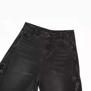 Pantalones Cortos de Mezclilla Rotos de Cintura Alta para Hombre, Estilo Casual, Estampado Digital, Tejido de Algodón Transpirable, Cintura Elástica, Secado Rápido, 180g - Product Image 2