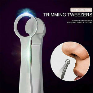 Juego de pinzas para cejas de acero inoxidable, pinzas universales para recortar el cabello de la nariz, pinzas para pestañas cortadas en la nariz y cejas - Product Image 3