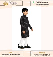 Desi Look Séquence Brodé Doux Coton Festif Porter Enfant Kurta Payjama