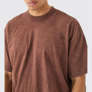 T-shirts délavés à l'acide en coton surdimensionnés de haute qualité pour hommes 220gsm Gym Running Sports Chemises vierges de grande taille pour hommes Support personnalisé - Product Image 6