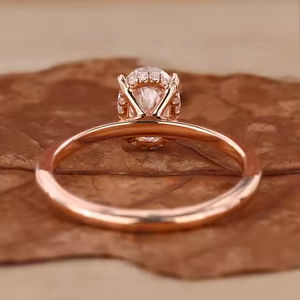Star Dust <b>Oval</b> <b>Engagement</b> <b>Ring</b> Hidden Halo White Yellow Rose Gold with <b>Moissanite</b> Diamond Loose Diamonds - Product Image 3