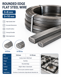 Factory Direct Flat Steel Wire 5x8 mm and 5x10 mm with Rounded Edge for Industrial Manufacturing and <b>Metal</b> Fabrication - Product Image 2