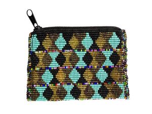 Porte-monnaie à fermeture éclair XOXO fait main en perles, noir, forme rectangulaire, thème amour, broderie artisanale pour la Saint-Valentin - Product Image 5
