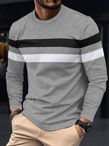 Men's Autumn and Winter Round Neck <b>Long</b> Sleeve Color <b>Matching</b> Bottoming Shirt Pullover Thin <b>Long</b> Sleeve T-shirt Men - Product Image 2