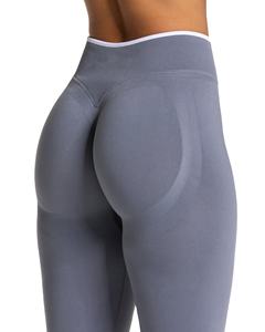 Pantalon de compression pour femmes, taille haute, entraînement, fitness, contraste, scrunch, leggings de sport sans couture - Product Image 1