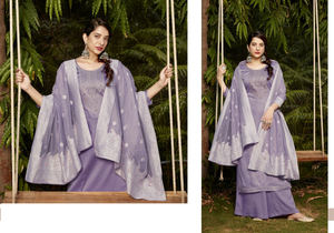 Nouveau costume pakistanais en georgette de renard lourd avec broderie coton séquence travail Palazzo semi cousu pour les femmes - Product Image 5