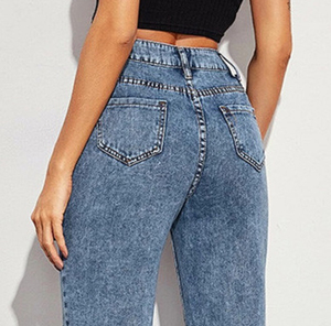 กางเกงยีนส์ขายส่ง ทรงขากว้าง สไตล์ลำลอง ระบายอากาศได้ดี ความยาวปานกลาง ทรงตรง สไตล์วินเทจ ลายพ่นสี สำหรับผู้หญิง - Product Image 6