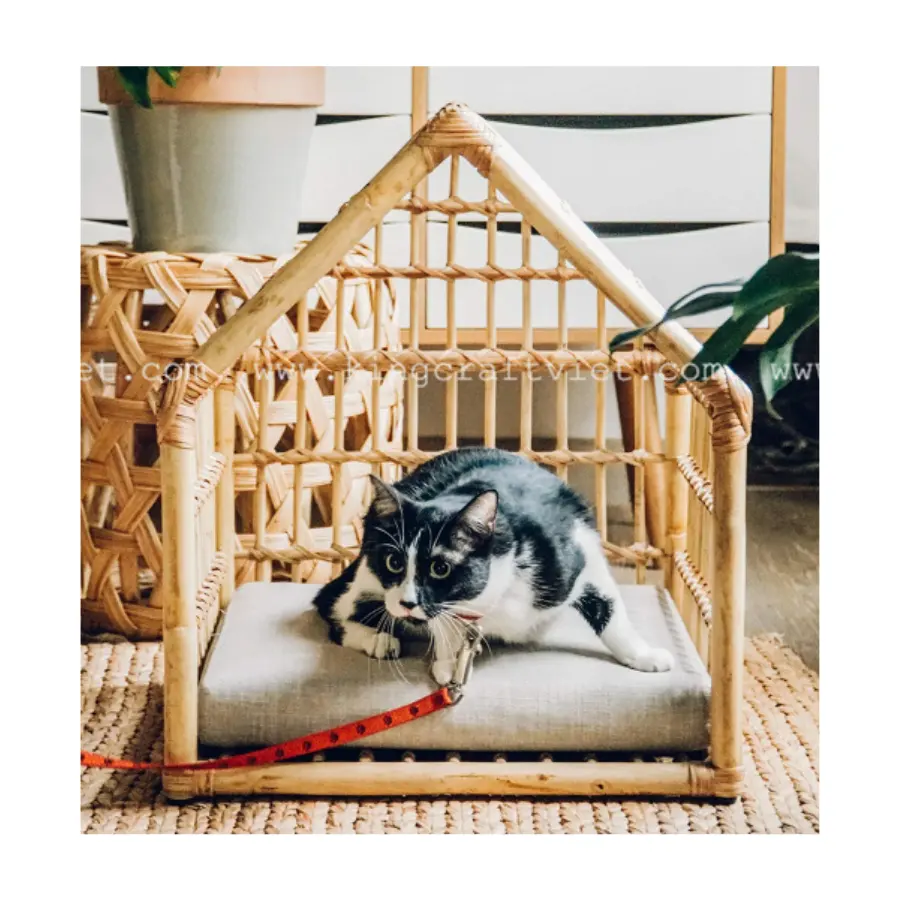 High Quality Rattan Pet Bed Wholesaler Dog House Cat House Handwoven Rattan Cat House Made in Vietnam ODM/OEM