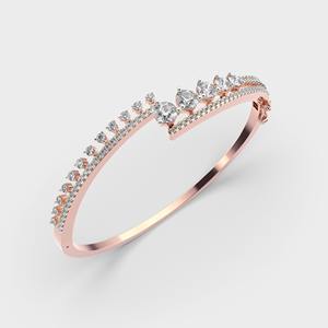 กำไลข้อมือแบบเปิดประดับเพชรเลี้ยงในห้องปฏิบัติการทรงมงกุฎ ฝังแบบ Pavé ทำจากทองคำ 14K สีโรสโกลด์ / เยลโลว์โกลด์ / ไวท์โกลด์ - Product Image 4