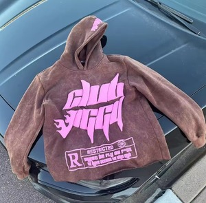 คุณภาพสูงกรดล้างพัฟพิมพ์Hoodie Unisexผ้าฝ้ายหนาขนาดใหญ่ไหล่ 500Gsmพัฟพิมพ์Hoodie - Product Image 5