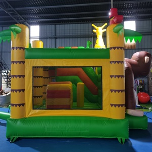 Château gonflable girafe orang-outan, thème safari, maison de rebond avec toboggan aquatique - Product Image 3