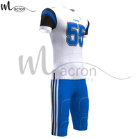 Proveedor Principal de Ropa Deportiva Blanca y Azul, Uniforme de Fútbol Americano para Adultos con Logotipo y Diseño Personalizados Impresos por Sublimación, Buena Venta