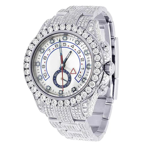 Montre luxueuse de style hip hop élégant Montre à bracelet en acier inoxydable avec mouvement à quartz en diamant moissanite pour hommes et femmes - Product Image 3