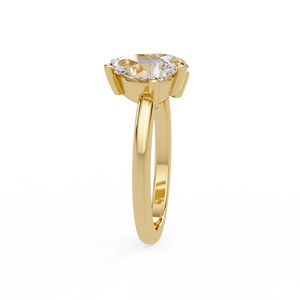 Bagues Toi et Moi Minimalistes Modernes en Or Massif 18K avec Diamant de Laboratoire Taille Poire 2.0 CT Certifié IGI – Bague de Fiançailles et Bijoux de Mariage - Product Image 4