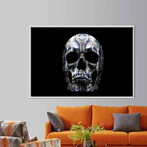 ภาพแขวนผนังรูปหัวกะโหลกแบบนามธรรมที่สวยงาม - งานศิลปะบนผ้าใบพิมพ์ลายสมัยใหม่,1P:กรอบสีขาว - Product Image 1