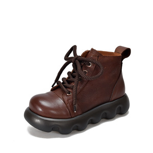 Bottes décontractées pour femmes, bottines plates à enfiler, bout rond, confortables pour le quotidien, avec semelle épaisse - Product Image 4