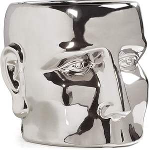 Vase à fleur de coulée d'aluminium de vente entière de style de conception de visage avec le dessus de table de finition argentée - Product Image 1