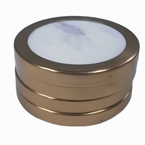 Posavasos de lujo de doble tono Juego de posavasos de mármol con incrustaciones de metal Almohadillas de mesa de piedra natural para uso decorativo - Product Image 6
