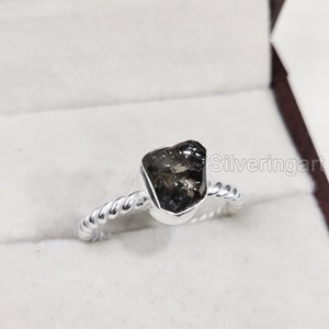 Rough Stone Jewelry Women's <b>Ring</b> Natural Raw Smoky <b>Quartz</b> Gemstone Twisted Band Christmas Gift Jewelry 925 Sterling Silver <b>Ring</b> - Product Image 3
