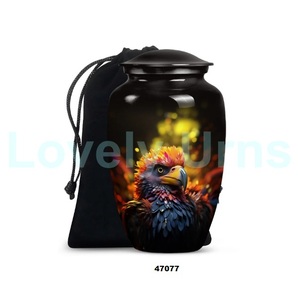 Urna para adultos de cremación de pájaros frailecillos de aluminio negro de alta calidad para cenizas humanas, urna grande decorativa con bolsa de terciopelo gratis - Product Image 2