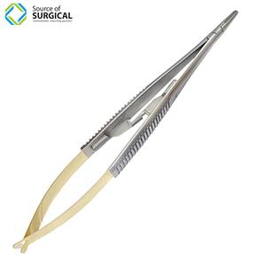 Castroviejo Porte-aiguille incurvé en titane doré de haute qualité Pince à épiler à sourcils de type verrouillage avec pointe pointue - Product Image 2