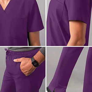 Utilisation hospitalière 2024 ensembles d'uniformes de gommage de bonne qualité personnalisés en gros uniformes médicaux à manches courtes pour hommes - Product Image 3