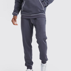 Winter Solid Pullover <b>Tracksuit</b> 100% Cotton Custom Logo Stacked Sweatpants and Oversized Hoodie Set - Product Image 6