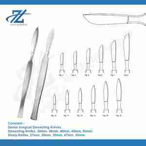 Couteau de dissection dentaire pointu de 15cm 47mm avec poignée en métal Instruments chirurgicaux manuels Instruments chirurgicaux dentaires - Product Image 4