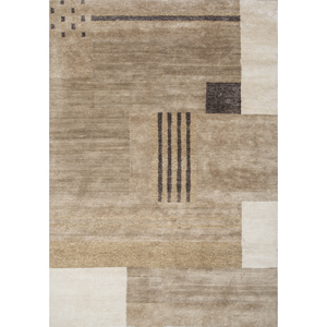 พรมขนสัตว์ถักมือสีเบจและสีน้ำตาลลายแบบนามธรรมสำหรับห้องนั่งเล่น ทางเข้าบ้าน และโถงทางเดิน-AIWT-3017 สำหรับวัยรุ่น - Product Image 1