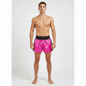 กางเกงชกมวยสำหรับผู้ใหญ่แบบขายส่ง สกรีนโลโก้ด้านหน้า ผลิตจากโพลีเอสเตอร์ 100% แห้งเร็ว ทนทาน ระบายอากาศได้ดี - Product Image 3