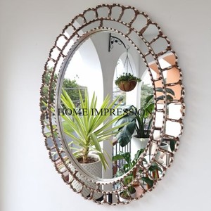 Espejo decorativo de pared hecho de ratán redondo moderno de alta calidad estándar para dormitorio de hotel en casa precio al por mayor directo de la India - Product Image 2