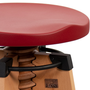 Chaise de travail Ron Burgu Roller rouge, réglable en hauteur, siège en bois, pieds en métal, options de couleurs - Product Image 3