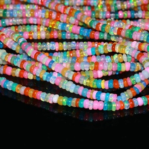AAA + Ethiopian Opal Disco Smooth Rondelle Beads 16-Inch Long 3-5 MM Multi-Color Welo Opal Plain Bead Bijoux faits à la main pour cadeau - Product Image 4