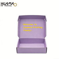 Boîte d'expédition à fermeture éclair Huamao Premium Purple, logo personnalisé, écologique, recyclable, estampage à chaud, taille personnalisable, emballage pour t-shirts