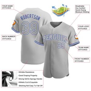 Maillot de baseball authentique royal gris personnalisé - Product Image 4