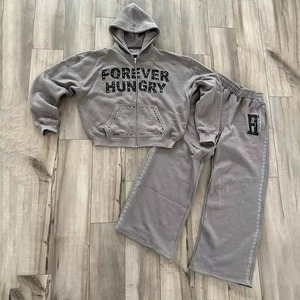 Pakistan Supplier Premium Quality Sweatsuit Printed Sweatsuit 100% Cotton Sweatsuit Pullover Zipper Hoodie And Stacked <b>Pant</b> - Product Image 1