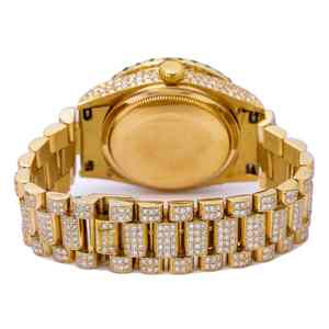 Reloj de Alta Calidad con Esfera Azul de Cristal y Acero Inoxidable, Marcador de Hora con Diamante Moissanite, Diseño de Oro Amarillo con Incrustaciones, Estilo Hip Hop de Lujo - Product Image 3